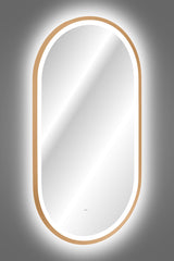 Badspiegel mit LED-Beleuchtung Apollon II 50 × 90 cm – mit Rahmen, Rahmen Gold – Ansicht 5