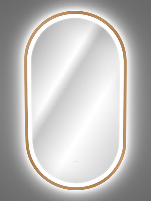 Badspiegel mit LED-Beleuchtung Apollon II 50 × 90 cm – mit Rahmen, Rahmen Gold – Ansicht 6