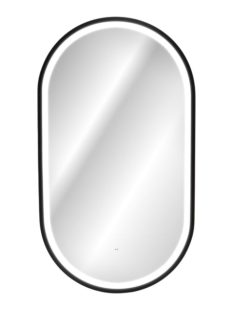 Badspiegel mit LED-Beleuchtung Apollon II 50 × 90 cm – mit Rahmen, Rahmen Schwarz – Ansicht 4