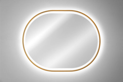 Badspiegel mit LED-Beleuchtung Apollon II 70 × 90 cm – mit Rahmen, Rahmen Gold – Ansicht 7