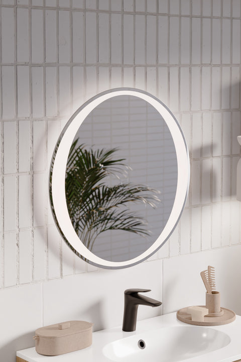 Badspiegel mit LED-Beleuchtung Aurelis 60 × 60 cm – rahmenlos – Ansicht 7