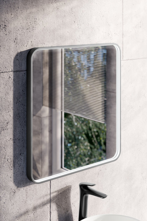 Badspiegel mit LED-Beleuchtung Vegara 60 × 65 cm – mit Rahmen – Ansicht 4