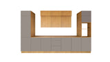 Nexa Küchenzeile KÜ04-L – Woodline & Beige  – 420 cm – Modernes Küchensystem mit durchdachter Stauraumlösung