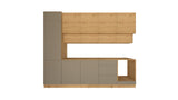 Nexa Küchenzeile  KÜ06-L – Woodline & Beige – 300 cm – Moderne Familienküche mit Hochschrank und großzügigem Stauraum
