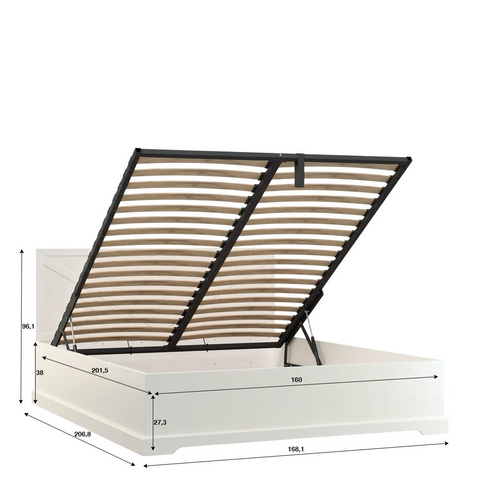Bellmont Elegantes Doppelbett 160 × 200 cm im Landhausstil – Opalweiß – Ansicht 7