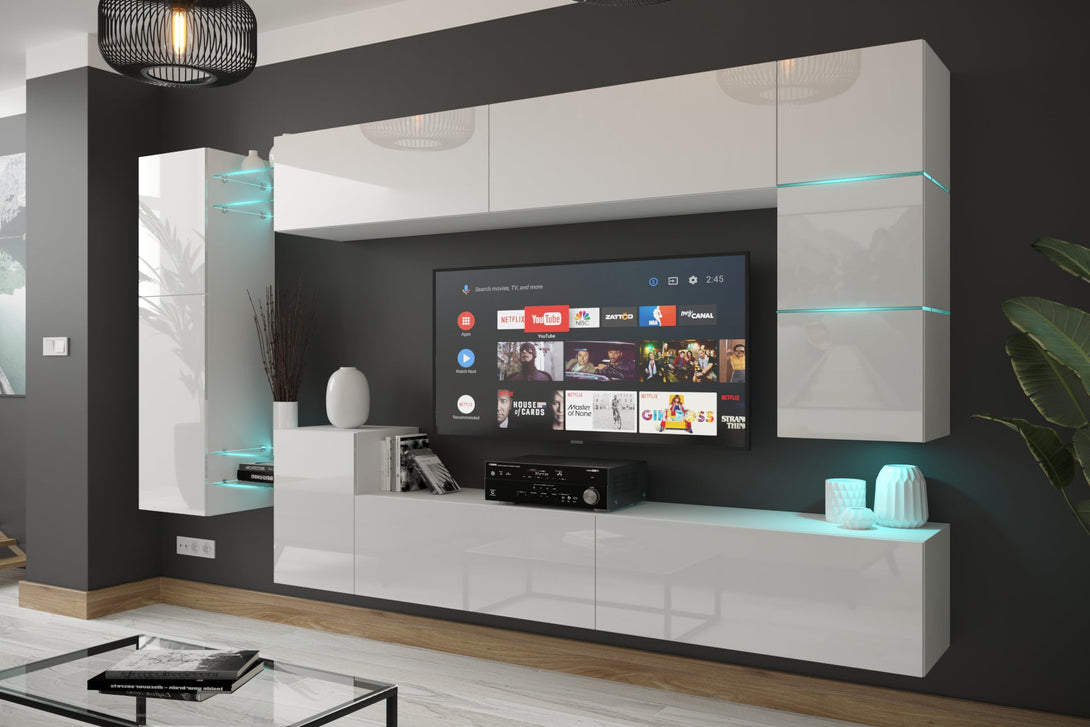 Wohnwand - Premium Material - Hochwertige Wohnwand - Komplett Set, 12-St