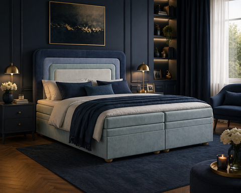 Boxbett – Bett 10 Nest – Riviera – Modernes Polsterbett mit Bettkasten