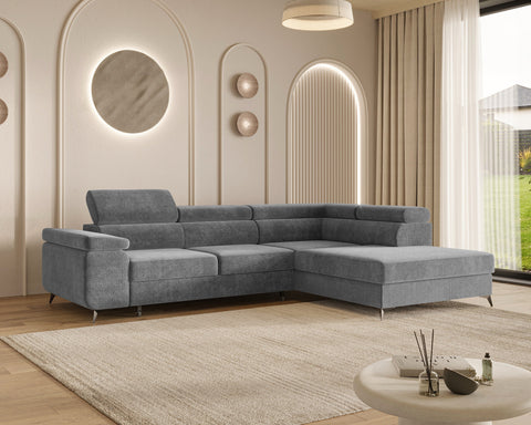 Ecksofa Ostin – Elefantengrau – Ottomane rechts