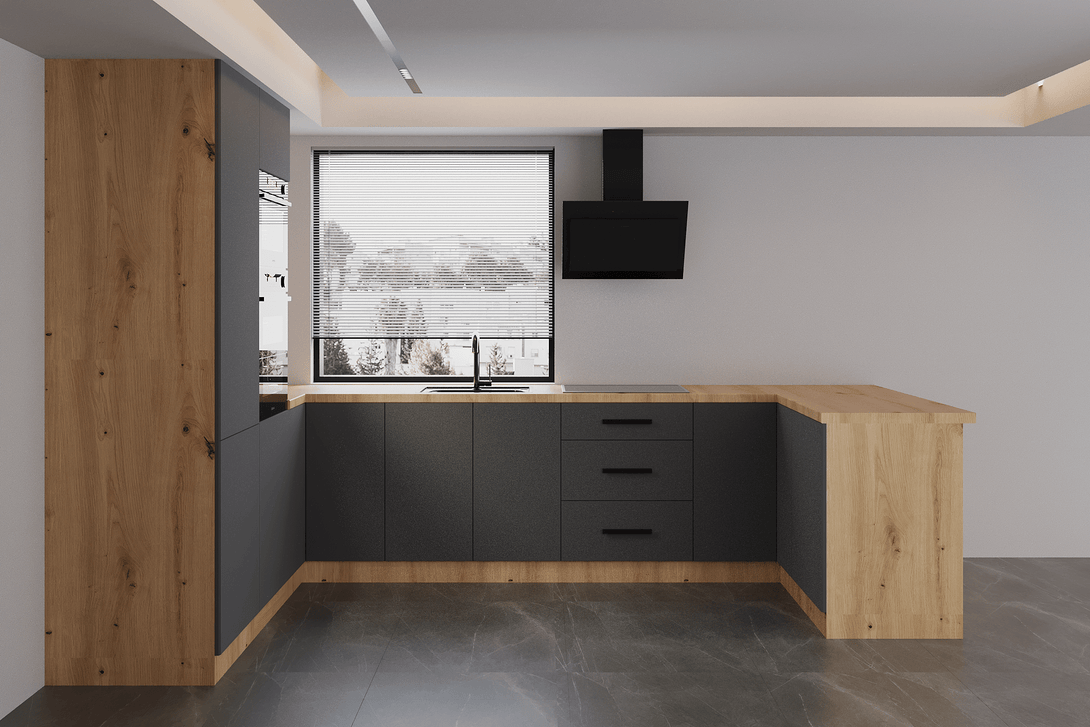 Küchenzeile in U-Form K103-G680 - Langen Beige - Praktisch und stilvoll zugleich - ROYAL24_MARKT