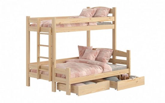 Etagenbett links 207 cm  - Ökologisch lackiertes Hochbett für Kinder.