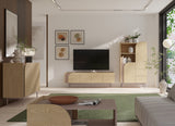 Carmen Hochregal mit Türen und Schubladen in Frühlingseiche / Toffee – Ansicht 2
