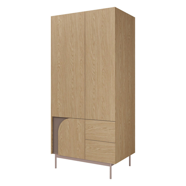 Carmen Kleiderschrank 92 cm mit 3 Türen und 2 Schubladen – Frühlingseiche / Toffee