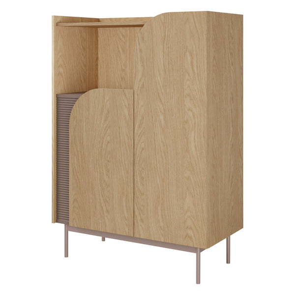 Carmen Niedriges Regal 92 cm mit 2 Türen und offenem Fach – Frühlingseiche / Toffee