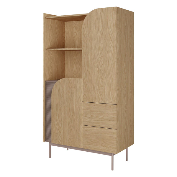 Carmen Regal 92 cm mit 2 Türen, 2 Schubladen und offenen Fächern – Frühlingseiche / Toffee