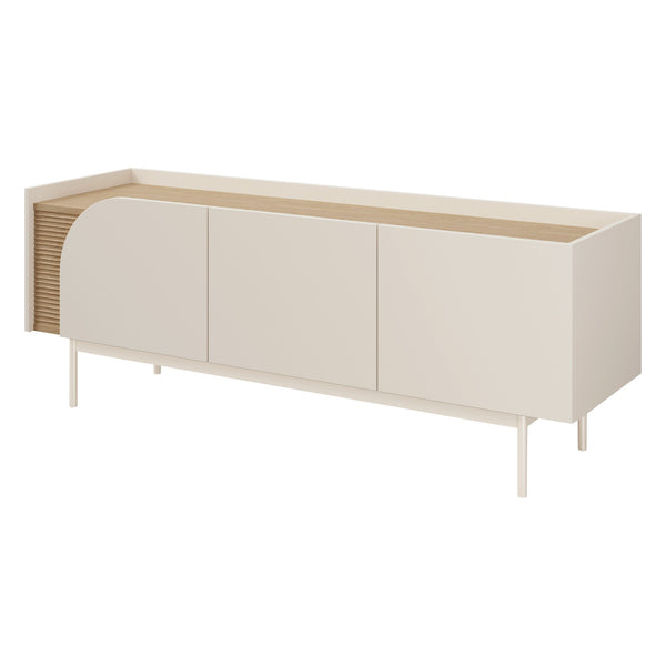 Carmen TV-Lowboard 147 cm mit 3 Türen – Macadamia / Frühlingseiche