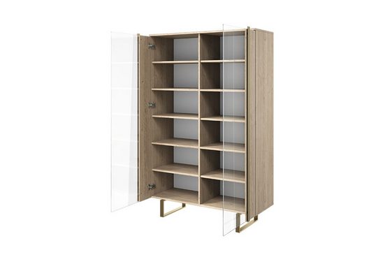 Glasvitrine 120 cm  - VERICA- Zehn Regale für viel Stauraum.