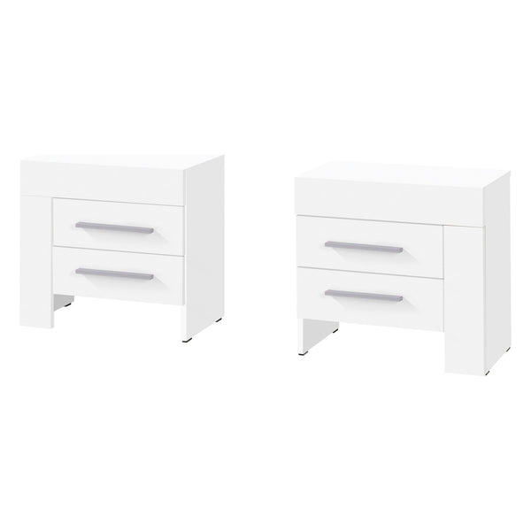 Cezar Nachttisch 50 cm mit 2 Schubladen – Weiß
