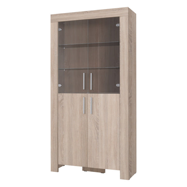 Cezar Vitrine 100 cm mit 2 Glastüren und 2 Türen – Sonoma Eiche