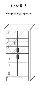 Cezar Vitrine in Sonoma Eiche – Maßzeichnung