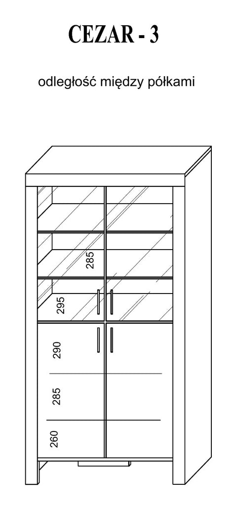 Cezar Vitrine in Sonoma Eiche – Maßzeichnung