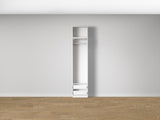 Combo Kleiderschrank-Set 04 – Korpus S1D mit Kleiderstange und 2 Schubladen – Weiß