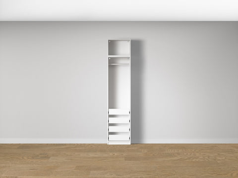 Combo Kleiderschrank-Set 05 – Korpus S1D mit Kleiderstange und 4 Schubladen – Weiß