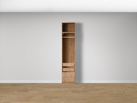 Combo Kleiderschrank-Set 06 – Korpus S1D mit Kleiderstange und 4 Schubladen – Puccini Eiche