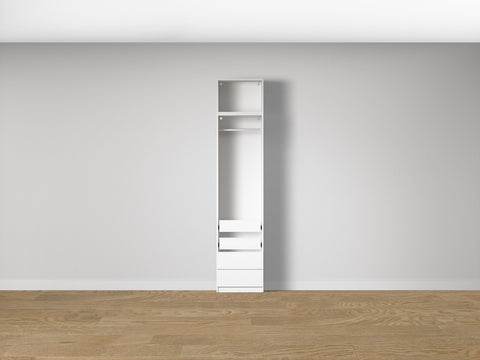 Combo Kleiderschrank-Set 06 – Korpus S1D mit Kleiderstange und 4 Schubladen – Weiß