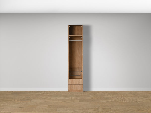 Combo Kleiderschrank-Set 08 – Korpus S1D mit Kleiderstange, 2 Schubladen und Drahtkorb