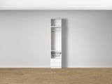 Combo Kleiderschrank-Set 08 – Korpus S1D mit Kleiderstange, 2 Schubladen und Drahtkorb – Weiß