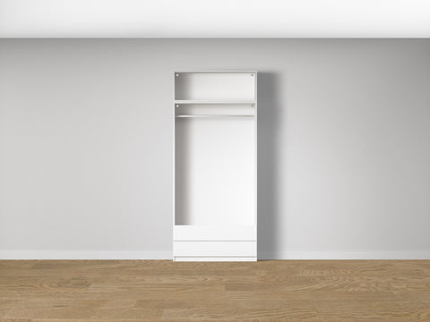 Combo Kleiderschrank-Set 10 – Korpus S2D mit Kleiderstange und 2 Schubladen – Weiß