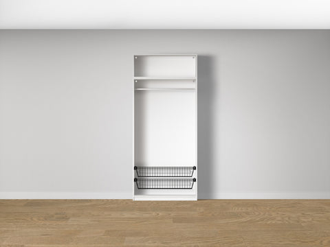 Combo Kleiderschrank-Set 12 – Korpus S2D mit Kleiderstange und 2 Drahtkörben – Weiß