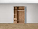 Combo Kleiderschrank-Set 16 – Korpus S2D + Korpus S1D mit Kleiderstange und 4 Schubladen – Puccini Eiche