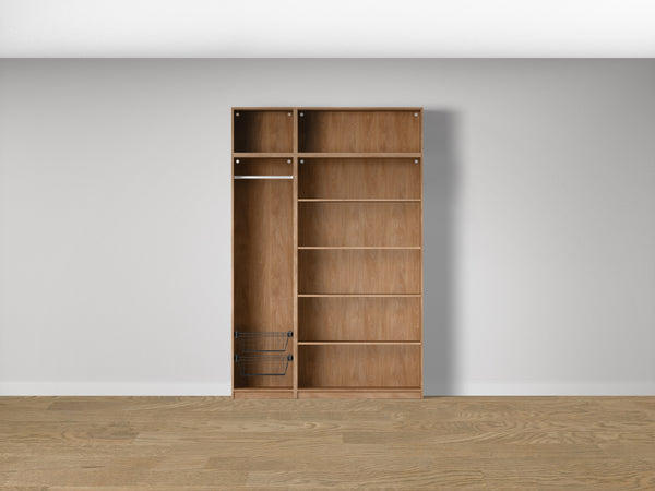 Combo Kleiderschrank-Set 17 – Korpus S2D + Korpus S1D mit Kleiderstange und 2 Drahtkörben