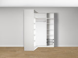 Combo Kleiderschrank-Set 22 – Eckkorpus links + S1D mit Kleiderstange und 2 Drahtkörben – Weiß