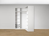 Combo Kleiderschrank-Set 23 – Eckkorpus rechts + S1D mit Kleiderstange und 2 Drahtkörben – Weiß