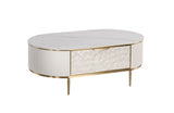 Couchtisch Hillora Gebrochenes Weiß, White worktop, Golden legs and accents 122 cm – Ansicht 2
