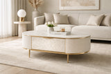 Couchtisch Hillora Gebrochenes Weiß, White worktop, Golden legs and accents 122 cm – Ansicht 8