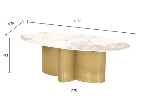 Couchtisch Hillora Golden legs, White worktop 130 cm – Ansicht 6
