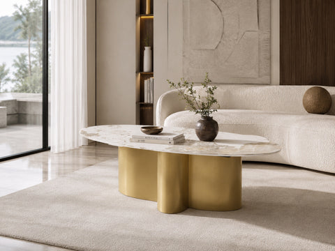 Couchtisch Hillora Golden legs, White worktop 130 cm – Ansicht 7