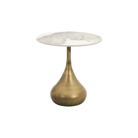 Couchtisch Hillora Golden legs, White worktop 50 cm