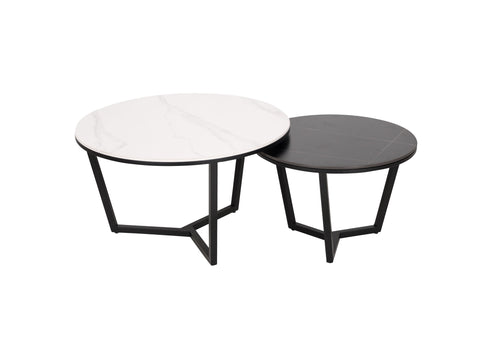 Couchtisch-Set Hillora White and black worktop, Black legs – Ansicht 2