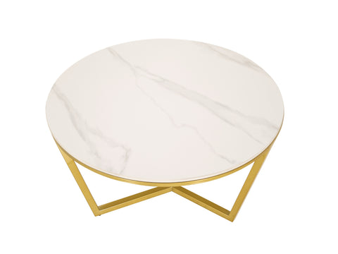 Couchtisch-Set Hillora White and black worktop, Golden legs – Ansicht 4