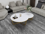 Couchtisch-Set Hillora White and black worktop, Golden legs – Ansicht 8