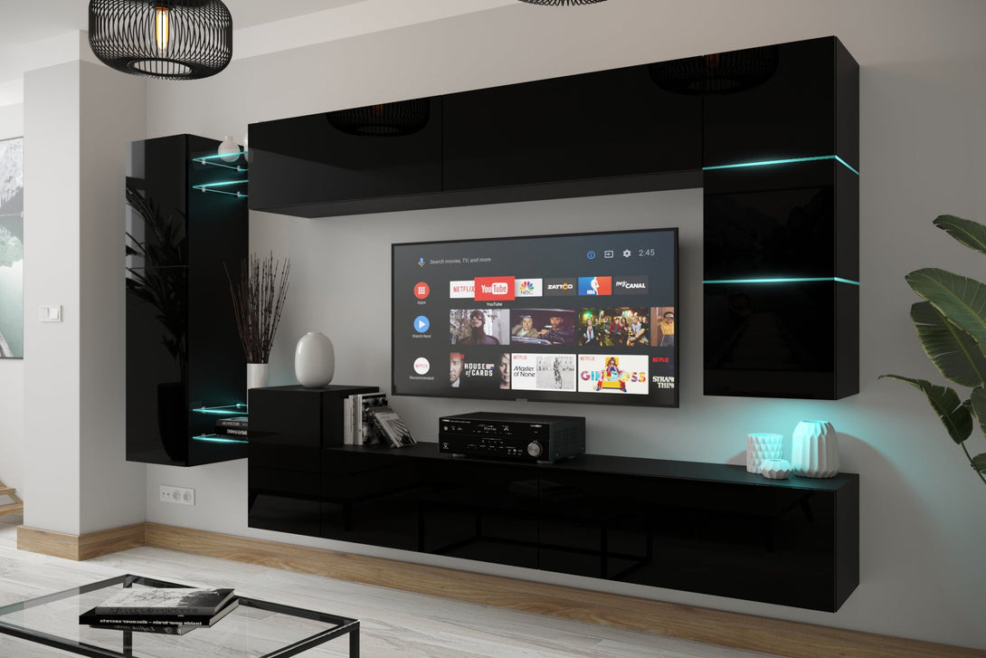 Wohnwand - Premium Material - Hochwertige Wohnwand - Komplett Set, 12-St