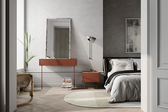 Nachttische 45 - DESIN - Modernes Möbelstück mit Metallbeinen.