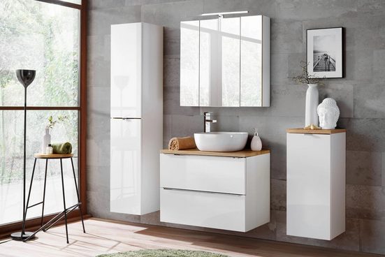 Badmöbel-Set - Capri White - Wärme und Eleganz in Ihrem Badezimmer. - Milaros Markt