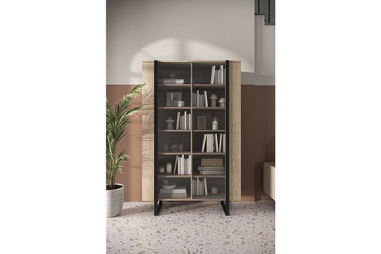 Glasvitrine 120 cm  - VERICA- Zehn Regale für viel Stauraum.