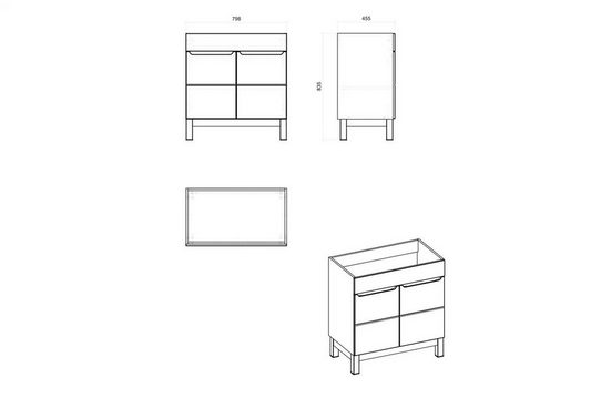 Waschbeckenschrank - Badschrank - Bali White - Modernes und stilvolles Design.