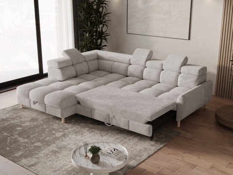 Ecksofa Bun – Hellgrau – Ottomane links
